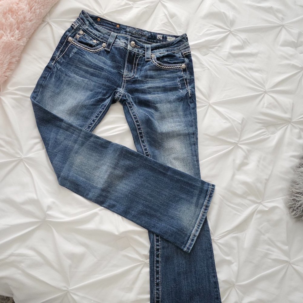 Miss Me Boot Cut Jeans, Size 27/31 JES863BR EUC